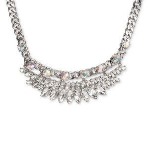 INC Silver-Tone Crystal & Stone Chain-Link Statement Necklace